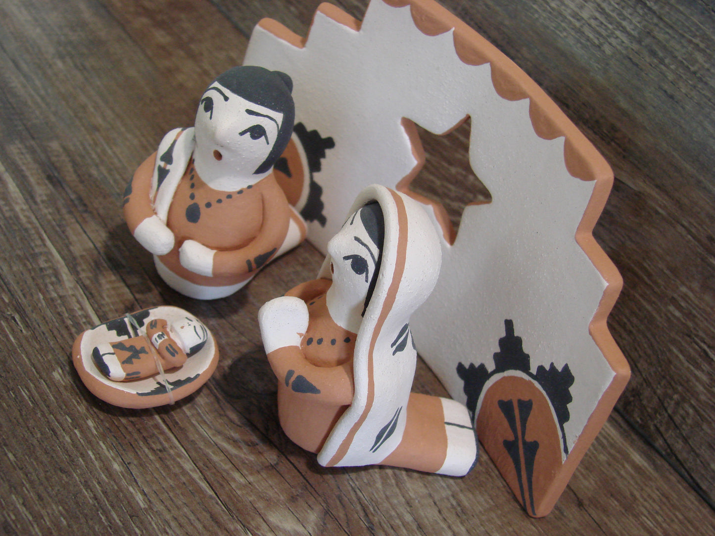 Native American Handmade Clay Manger Scene by A. R. Bailon