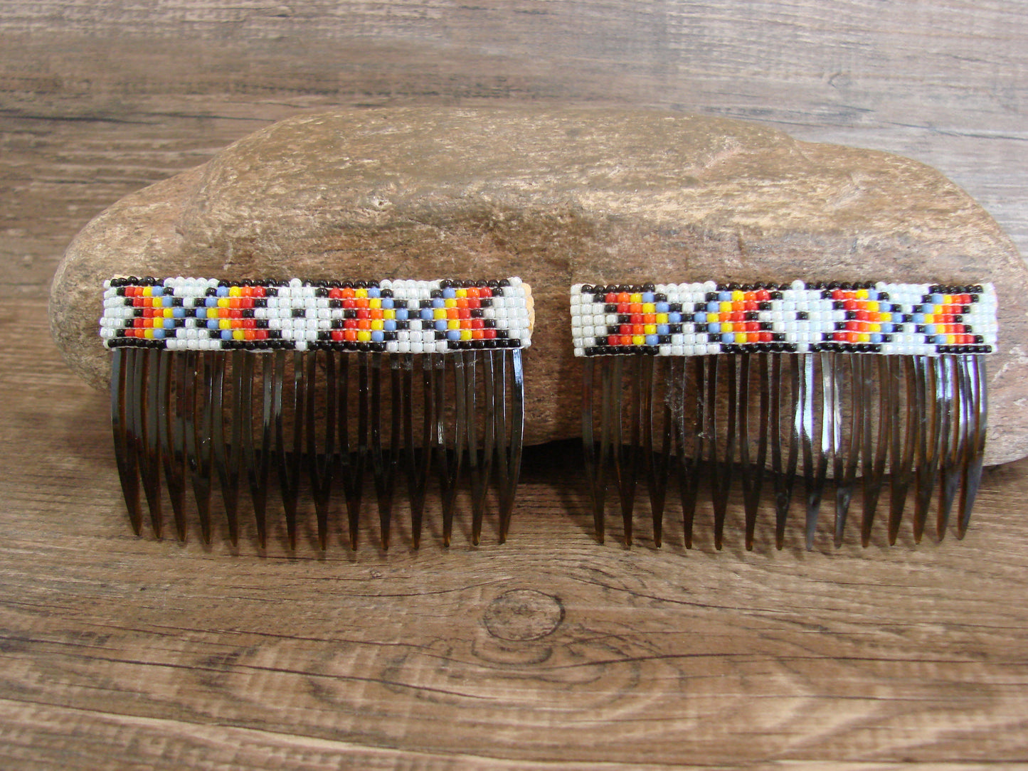 Native American Hand Beaded Hair Comb Set by Cleveland
