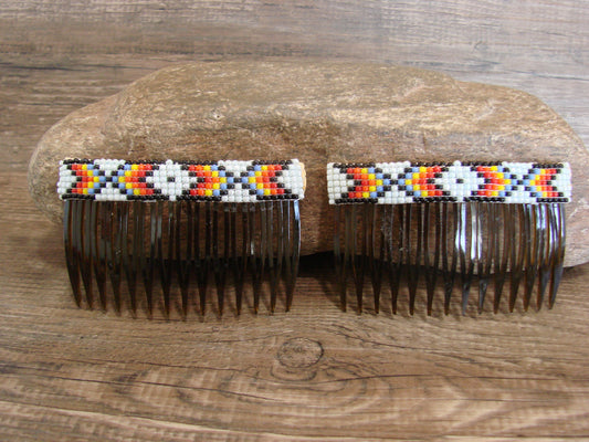 Native American Hand Beaded Hair Comb Set by Cleveland