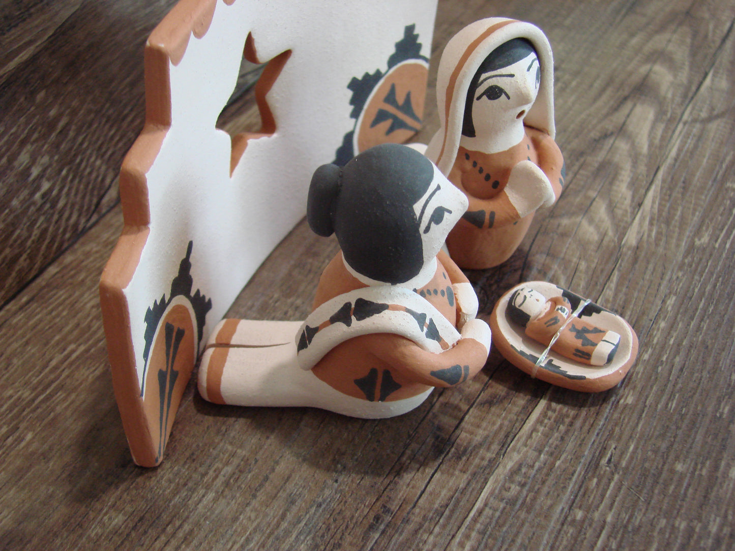 Native American Handmade Clay Manger Scene by A. R. Bailon