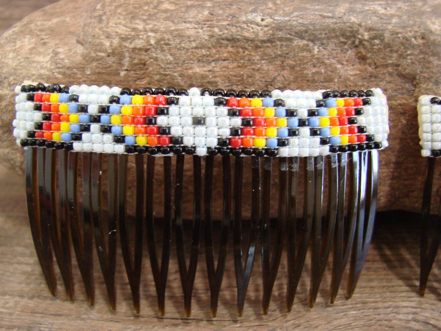 Native American Hand Beaded Hair Comb Set by Cleveland