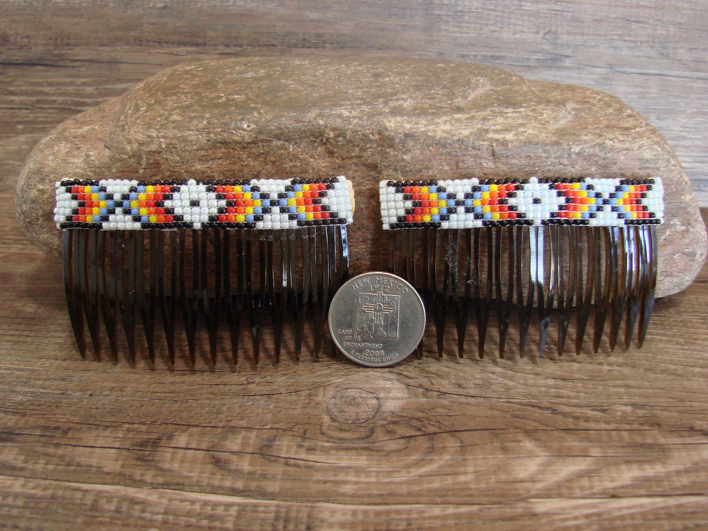 Native American Hand Beaded Hair Comb Set by Cleveland