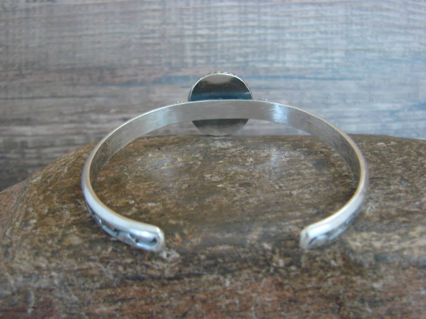 Native American Sterling Silver & Sonoran Turquoise Bracelet Signed SY