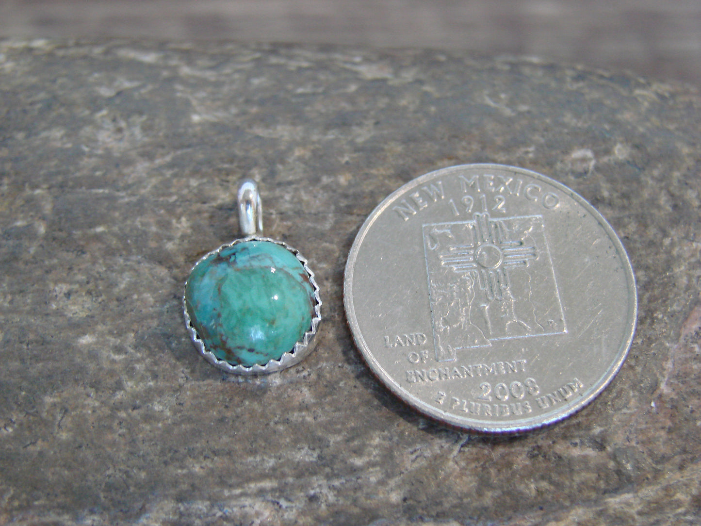 Native American Sterling Silver & Turquoise Pendant - Yazzie