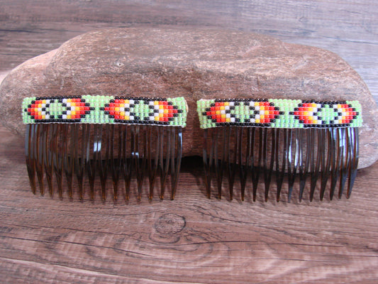 Native American Hand Beaded Hair Comb Set by Cleveland