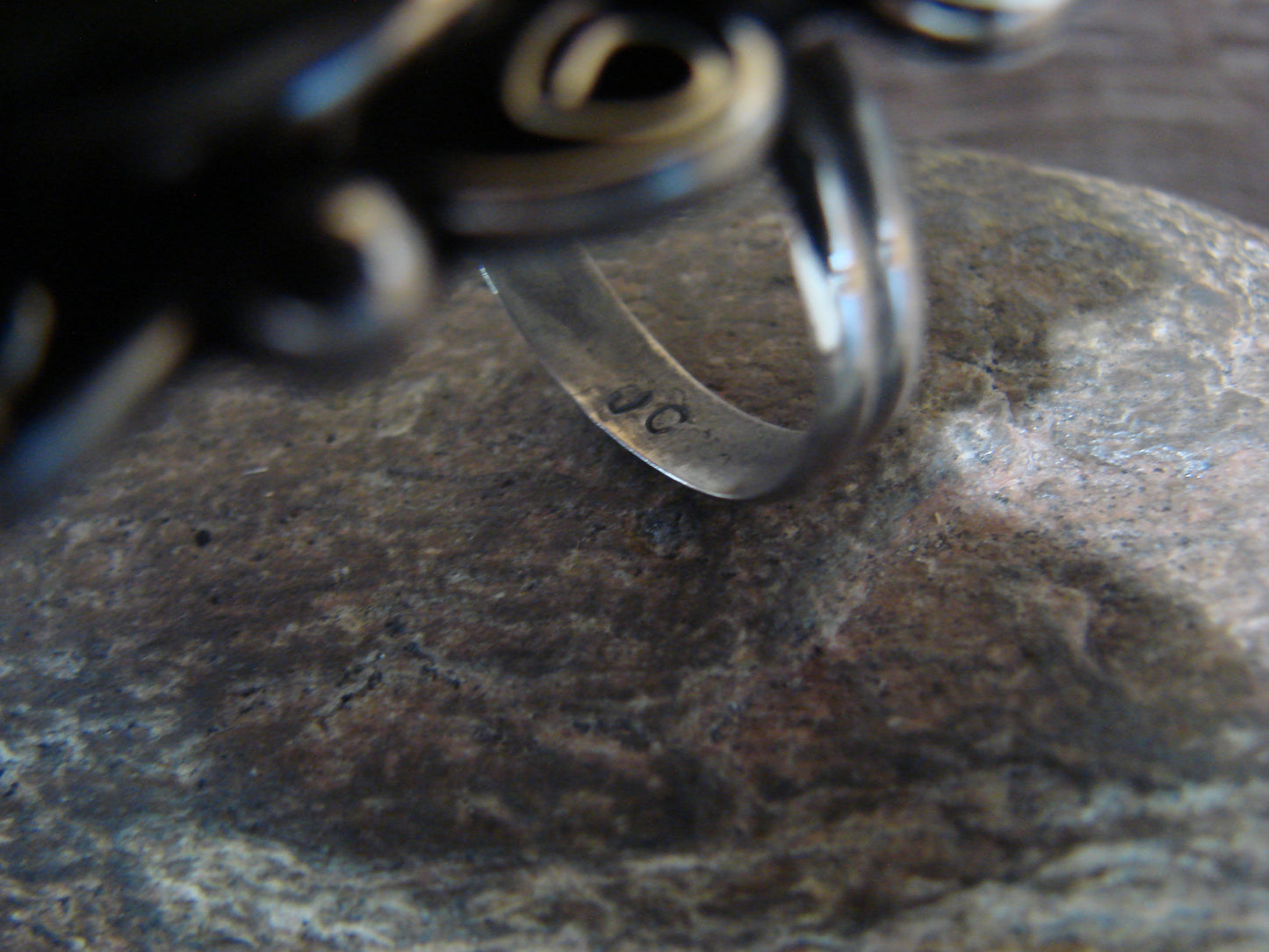 Native American Nickel Silver & Turquoise Adjustable Ring by Cleveland - Size 8 - 10