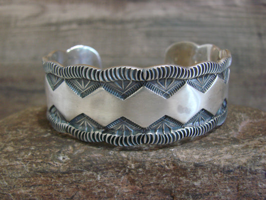 Native American Sterling Silver Bracelet Cuff Signed Roland Dixon