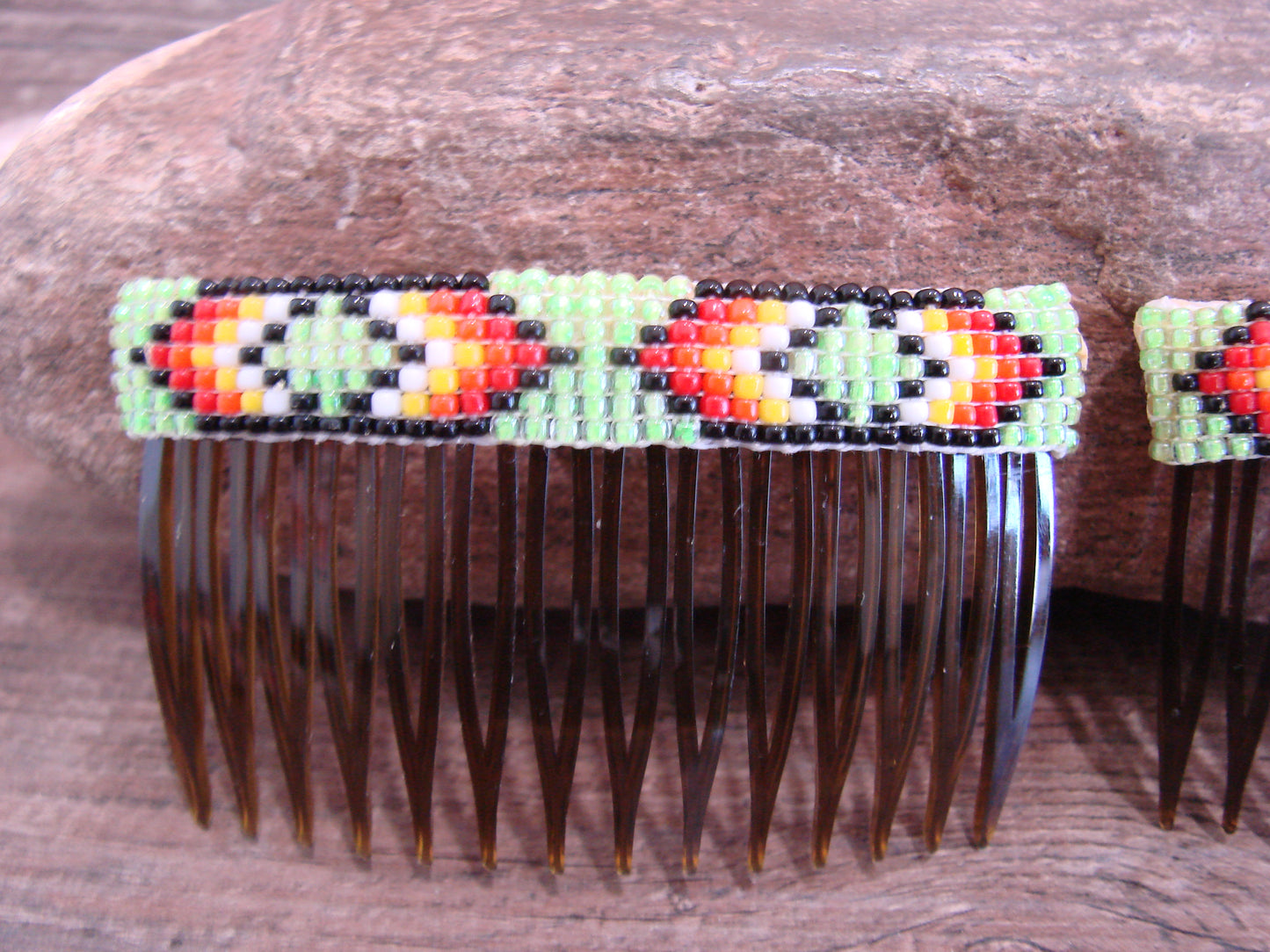 Native American Hand Beaded Hair Comb Set by Cleveland