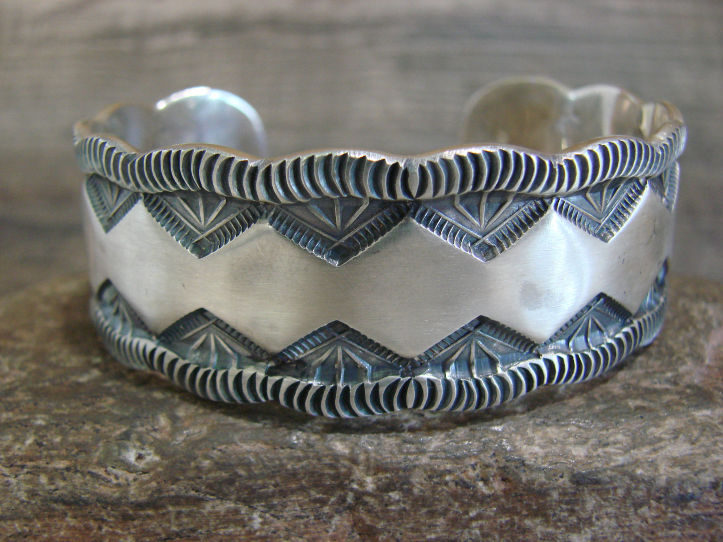 Native American Sterling Silver Bracelet Cuff Signed Roland Dixon