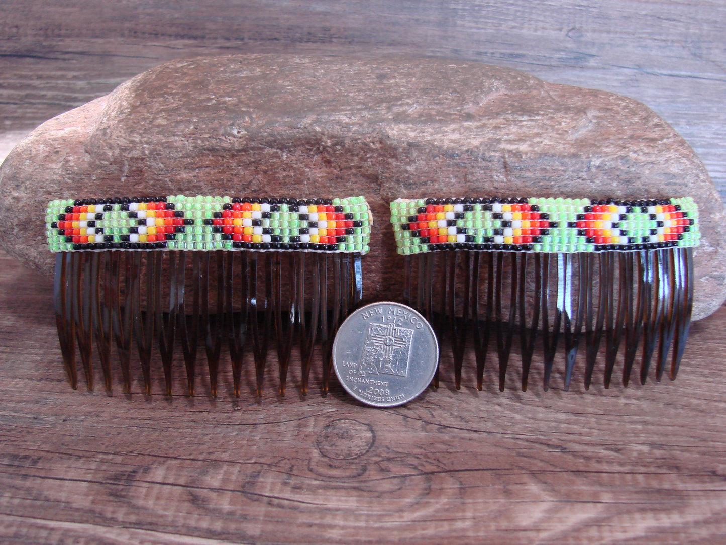 Native American Hand Beaded Hair Comb Set by Cleveland