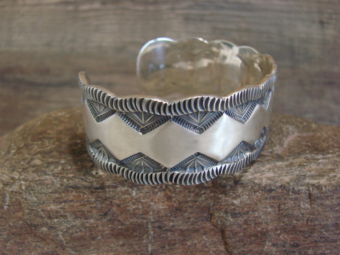 Native American Sterling Silver Bracelet Cuff Signed Roland Dixon