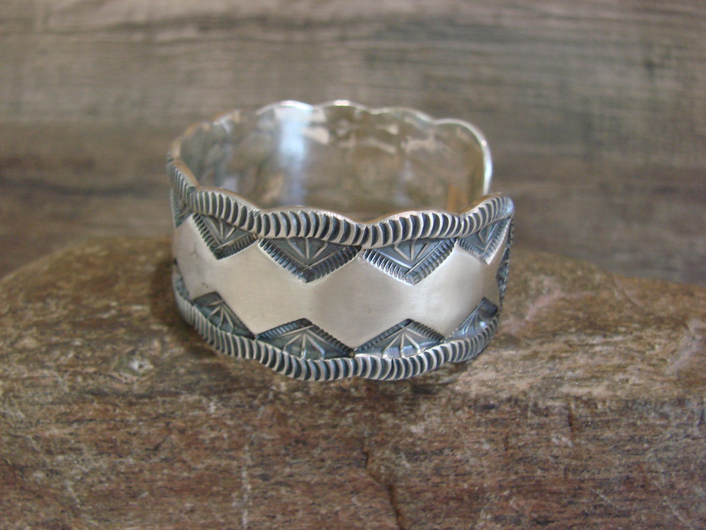 Native American Sterling Silver Bracelet Cuff Signed Roland Dixon