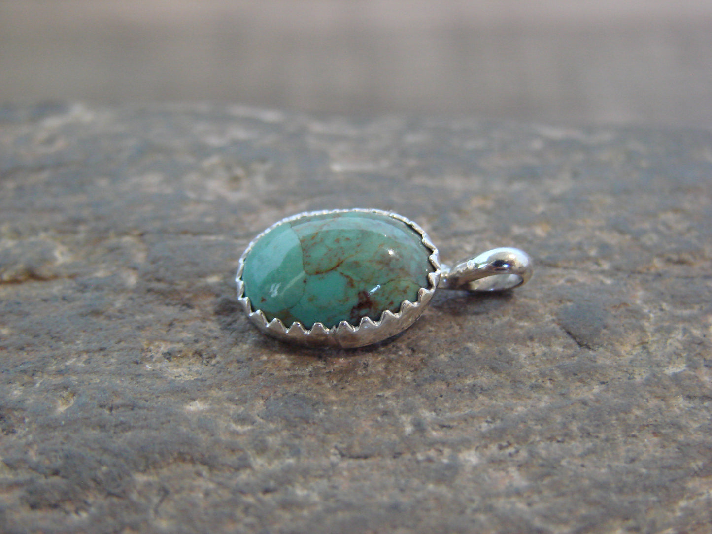 Native American Sterling Silver & Turquoise Pendant - Yazzie