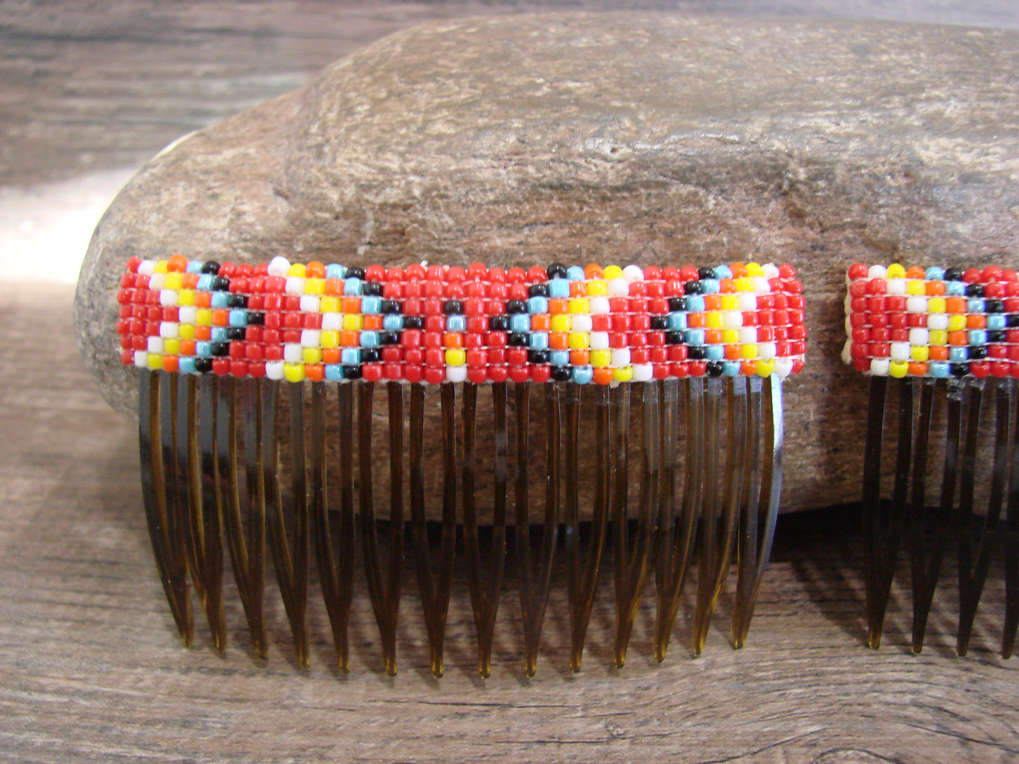 Native American Hand Beaded Hair Comb Set by Cleveland