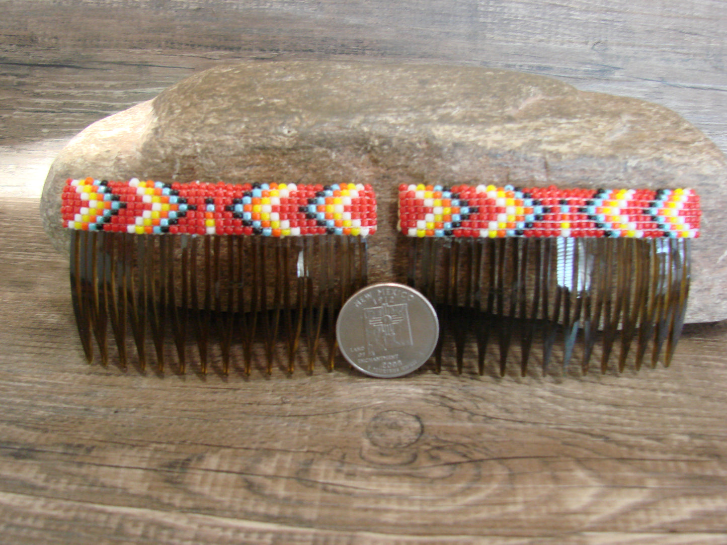 Native American Hand Beaded Hair Comb Set by Cleveland