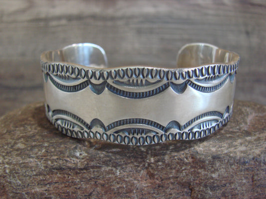 Native American Sterling Silver Bracelet Cuff Signed Roland Dixon