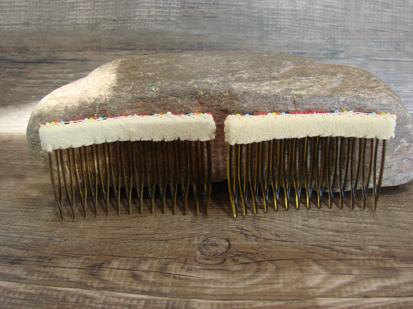 Native American Hand Beaded Hair Comb Set by Cleveland
