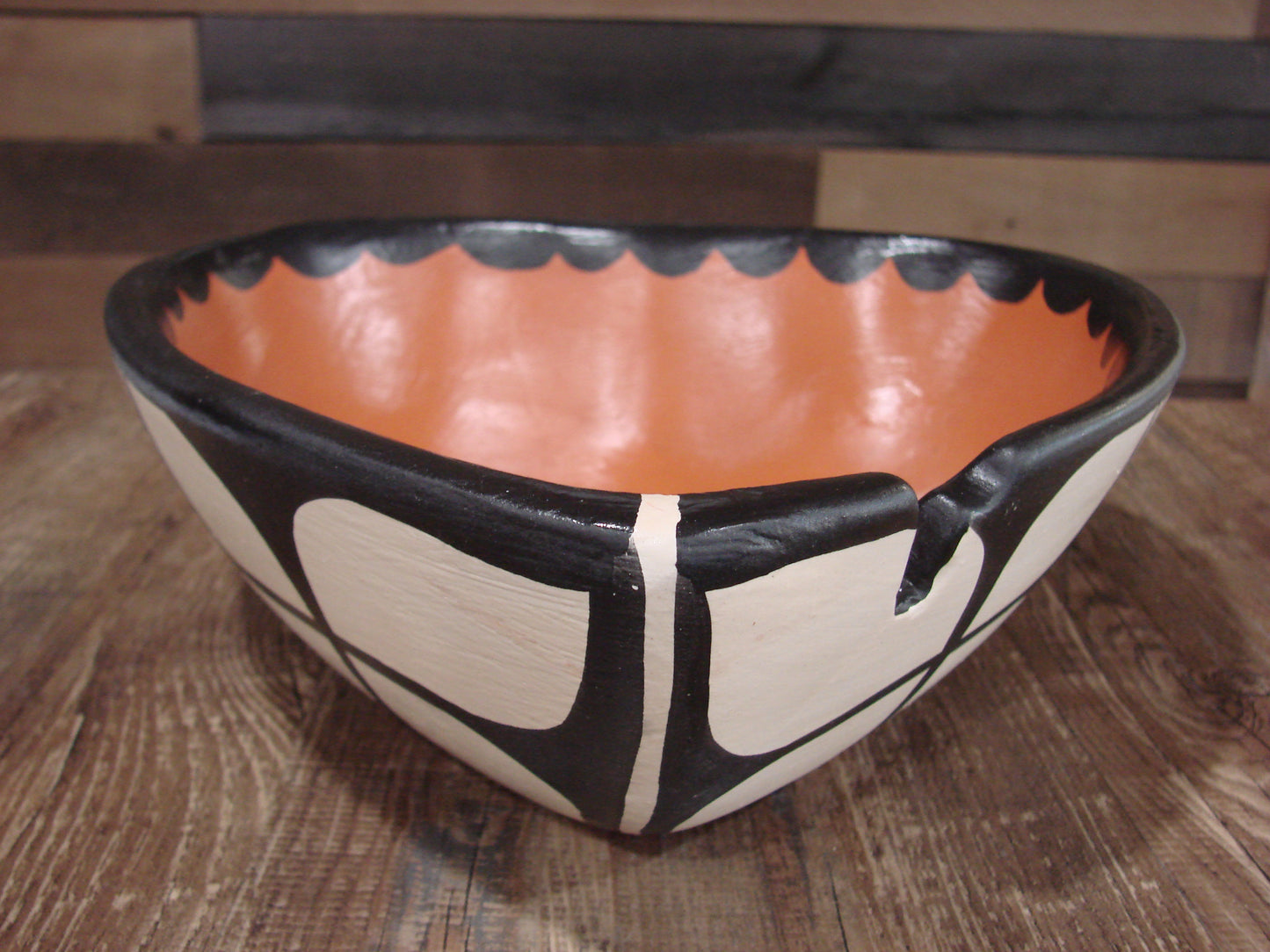 Native American Santo Domingo Kewa Heart Handmade Clay Pottery by R & B