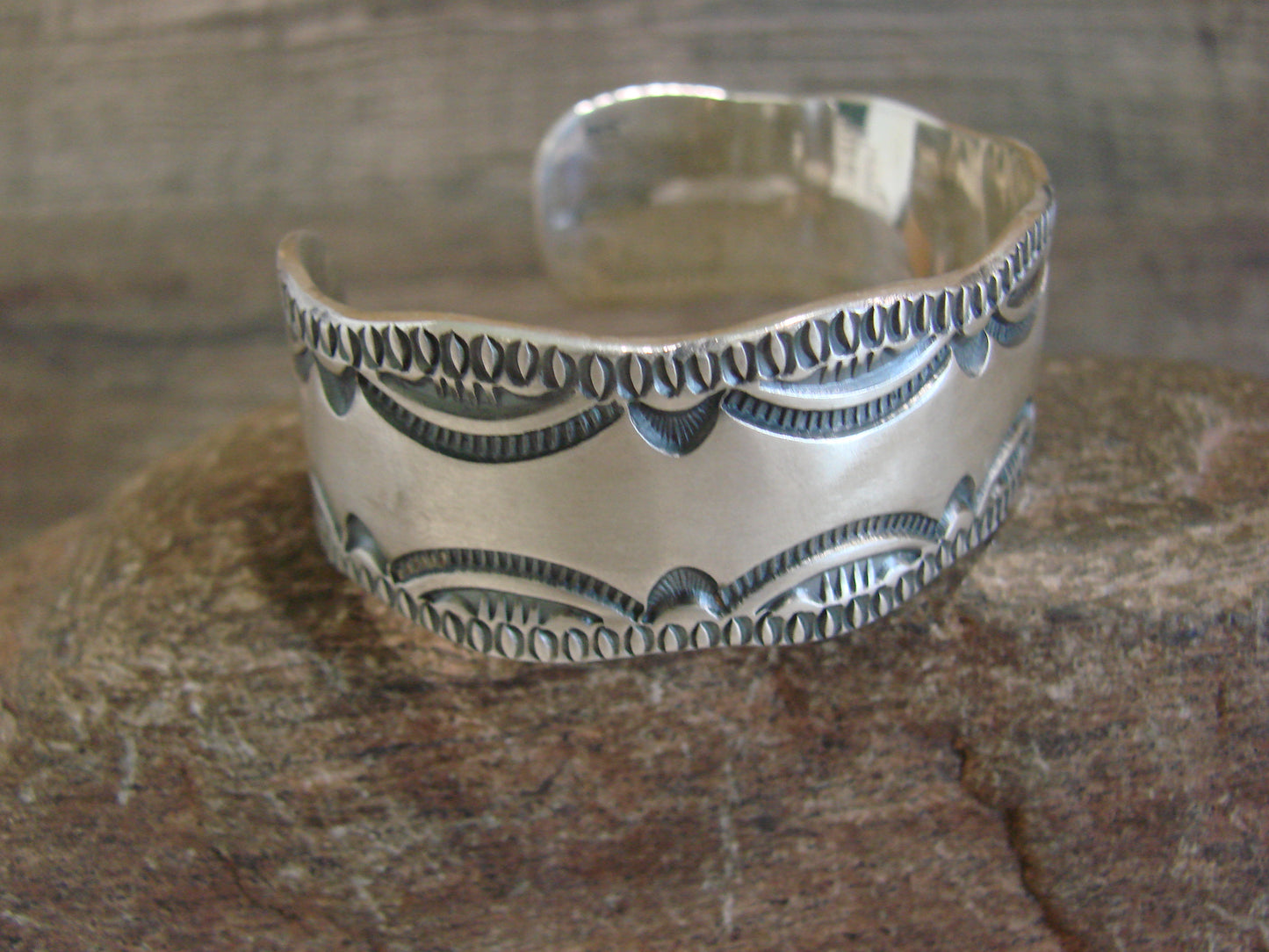 Native American Sterling Silver Bracelet Cuff Signed Roland Dixon