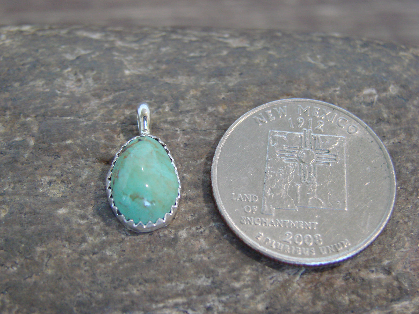 Native American Sterling Silver & Turquoise Pendant - Yazzie