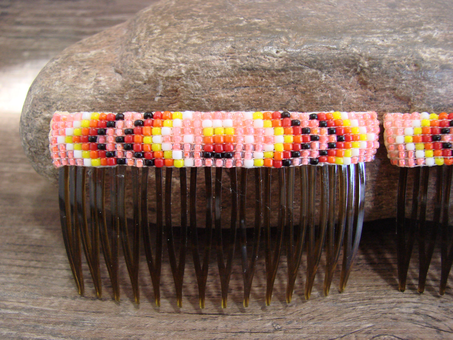 Native American Hand Beaded Hair Comb Set by Cleveland