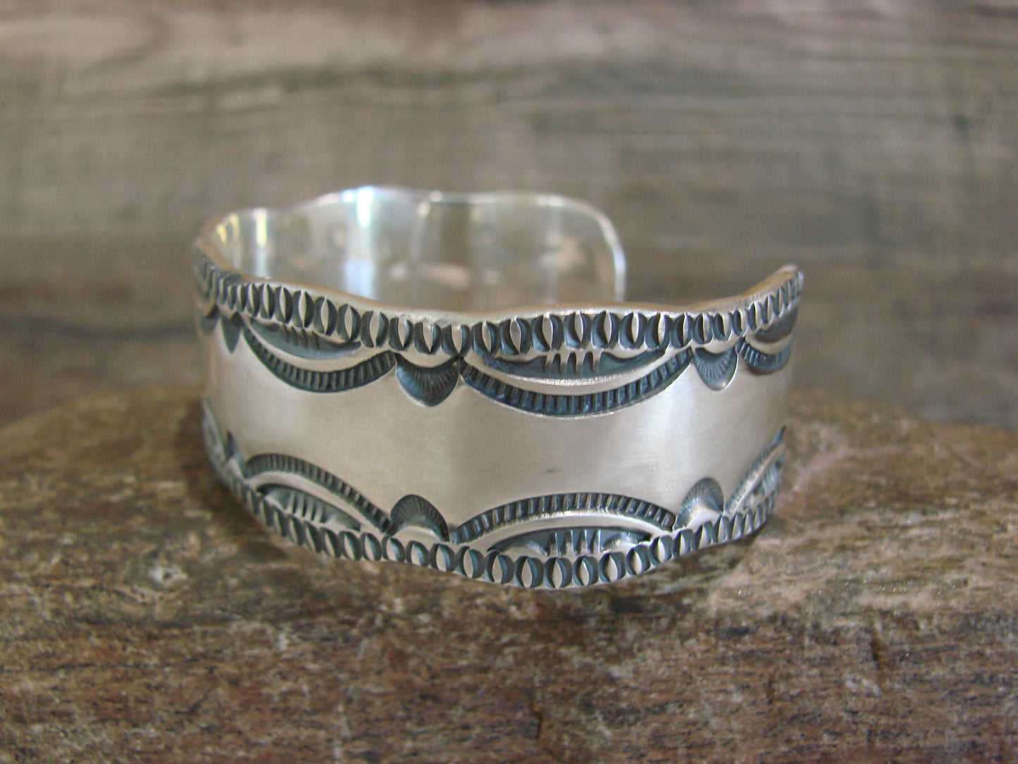 Native American Sterling Silver Bracelet Cuff Signed Roland Dixon
