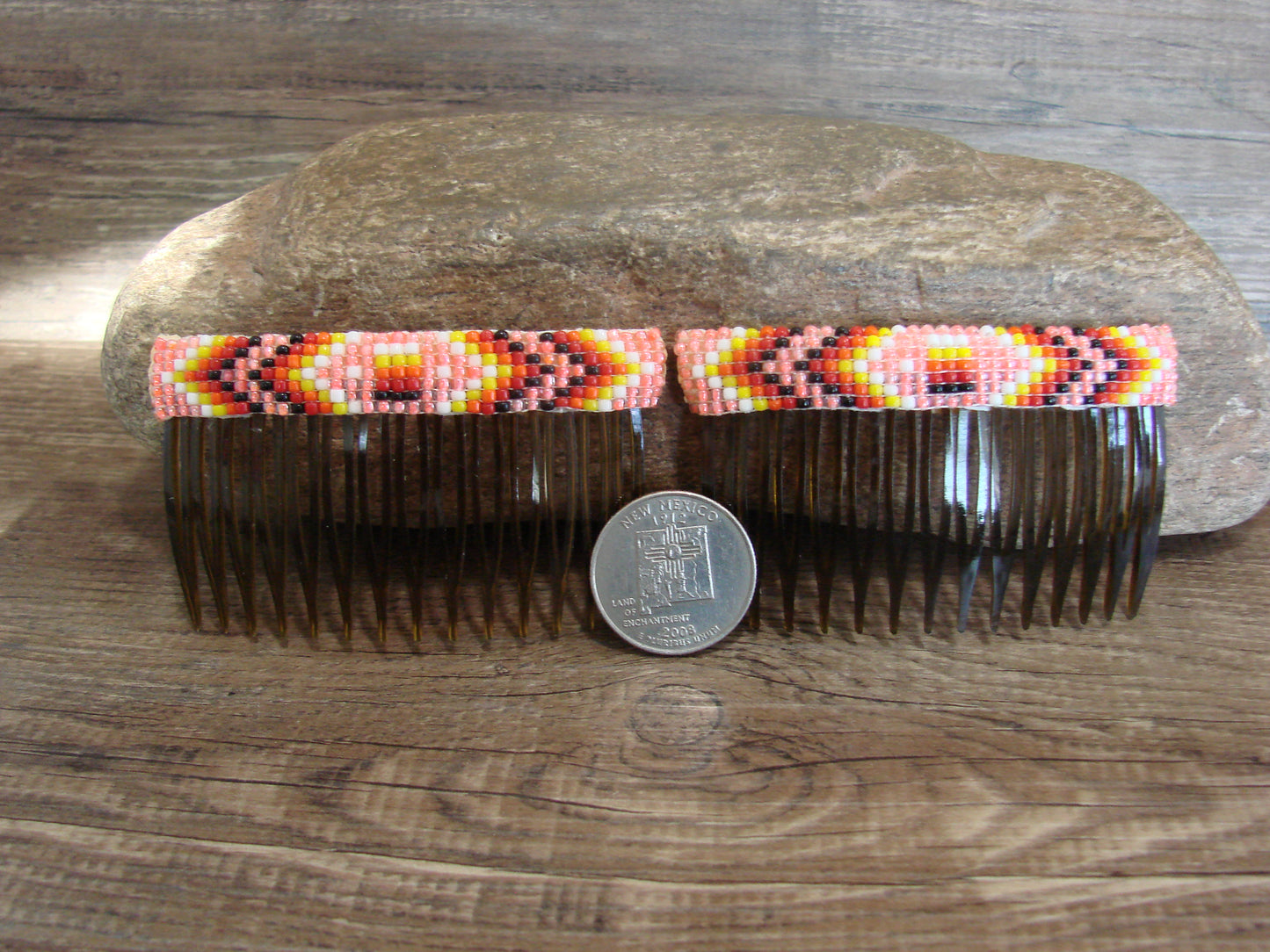 Native American Hand Beaded Hair Comb Set by Cleveland