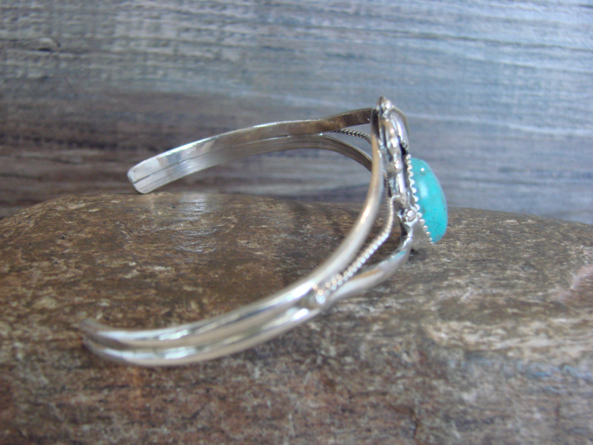 Native American Sterling Silver Turquoise Feather Bracelet by Largo