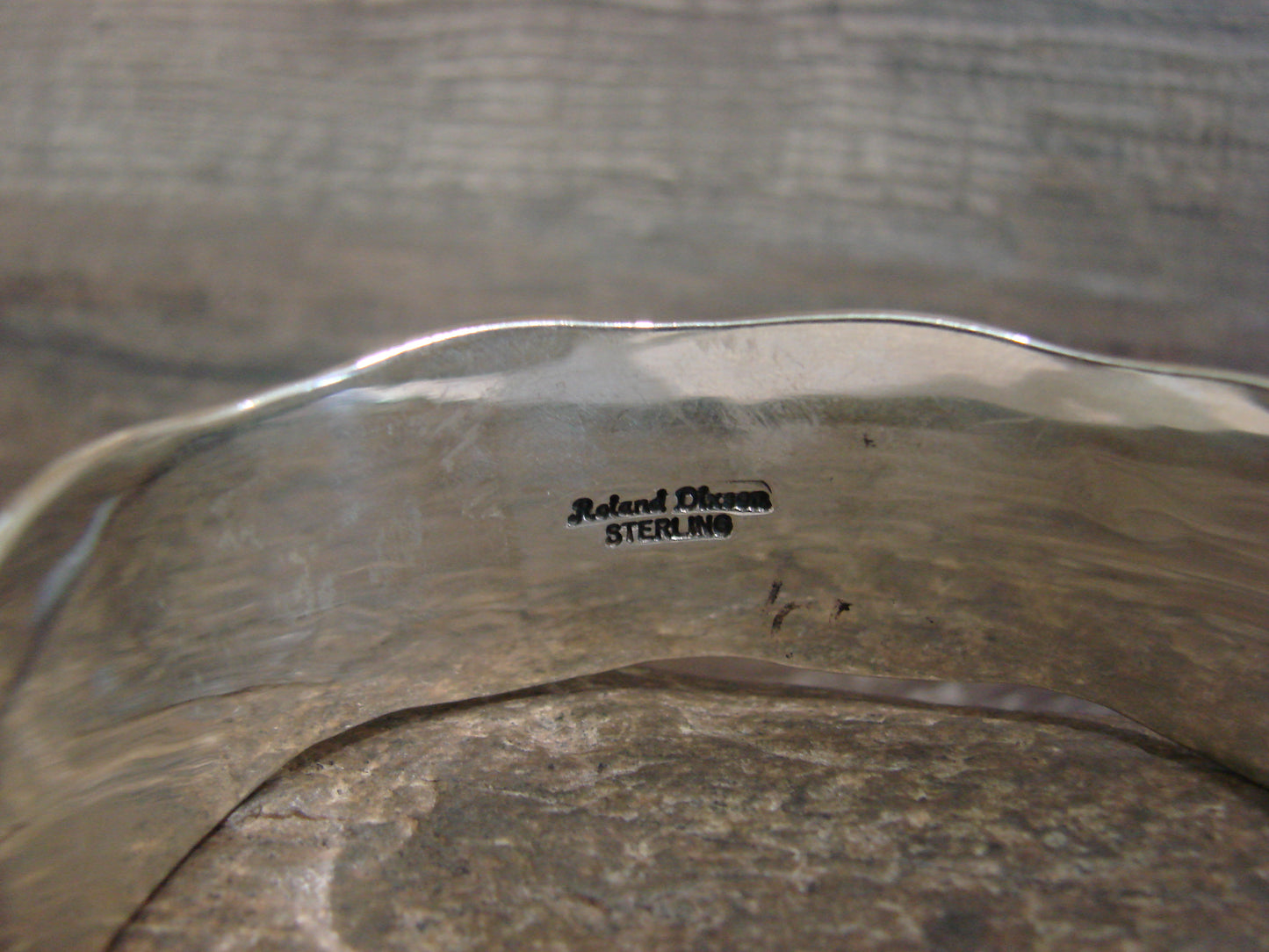 Native American Sterling Silver Bracelet Cuff Signed Roland Dixon