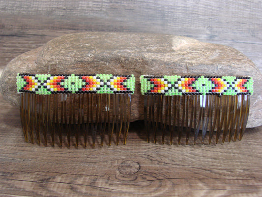 Native American Hand Beaded Hair Comb Set by Cleveland