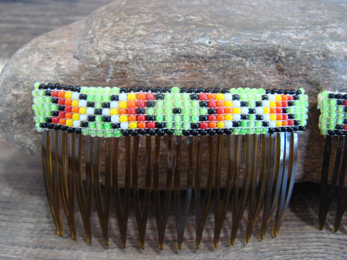 Native American Hand Beaded Hair Comb Set by Cleveland