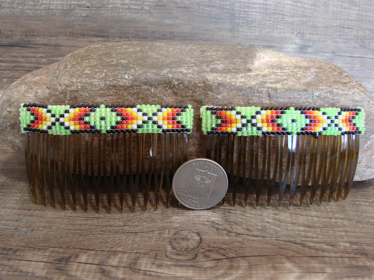 Native American Hand Beaded Hair Comb Set by Cleveland