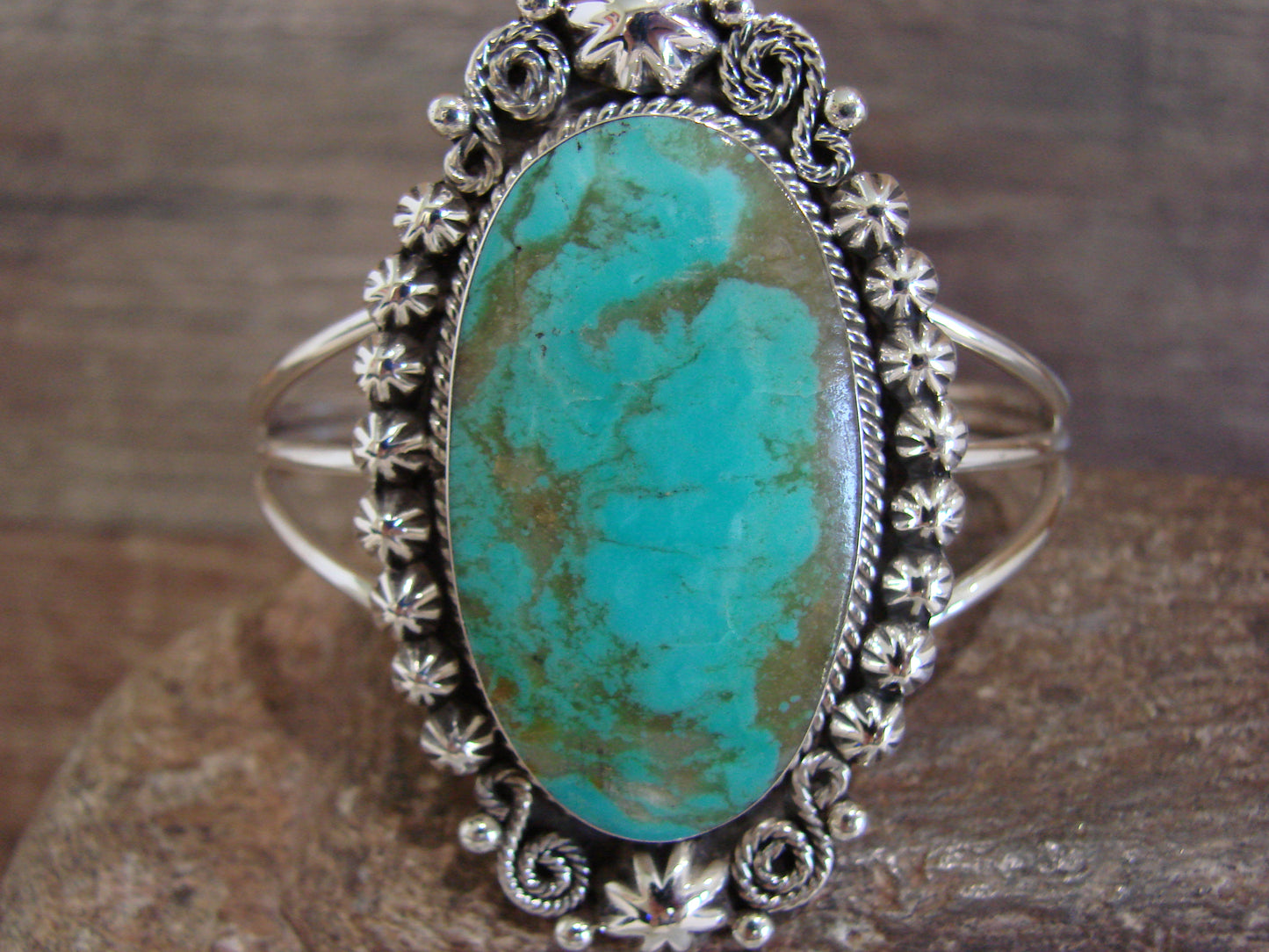 Native American Sterling Silver & Turquoise Bracelet - Cayaditto