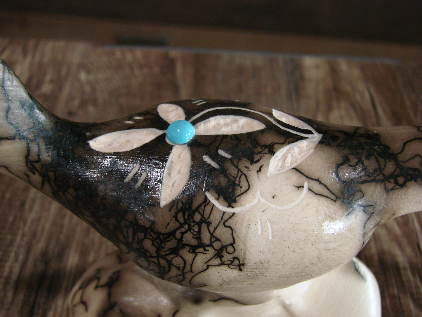 Native American Pottery Horse Hair Road Runner Sculpture by Vail