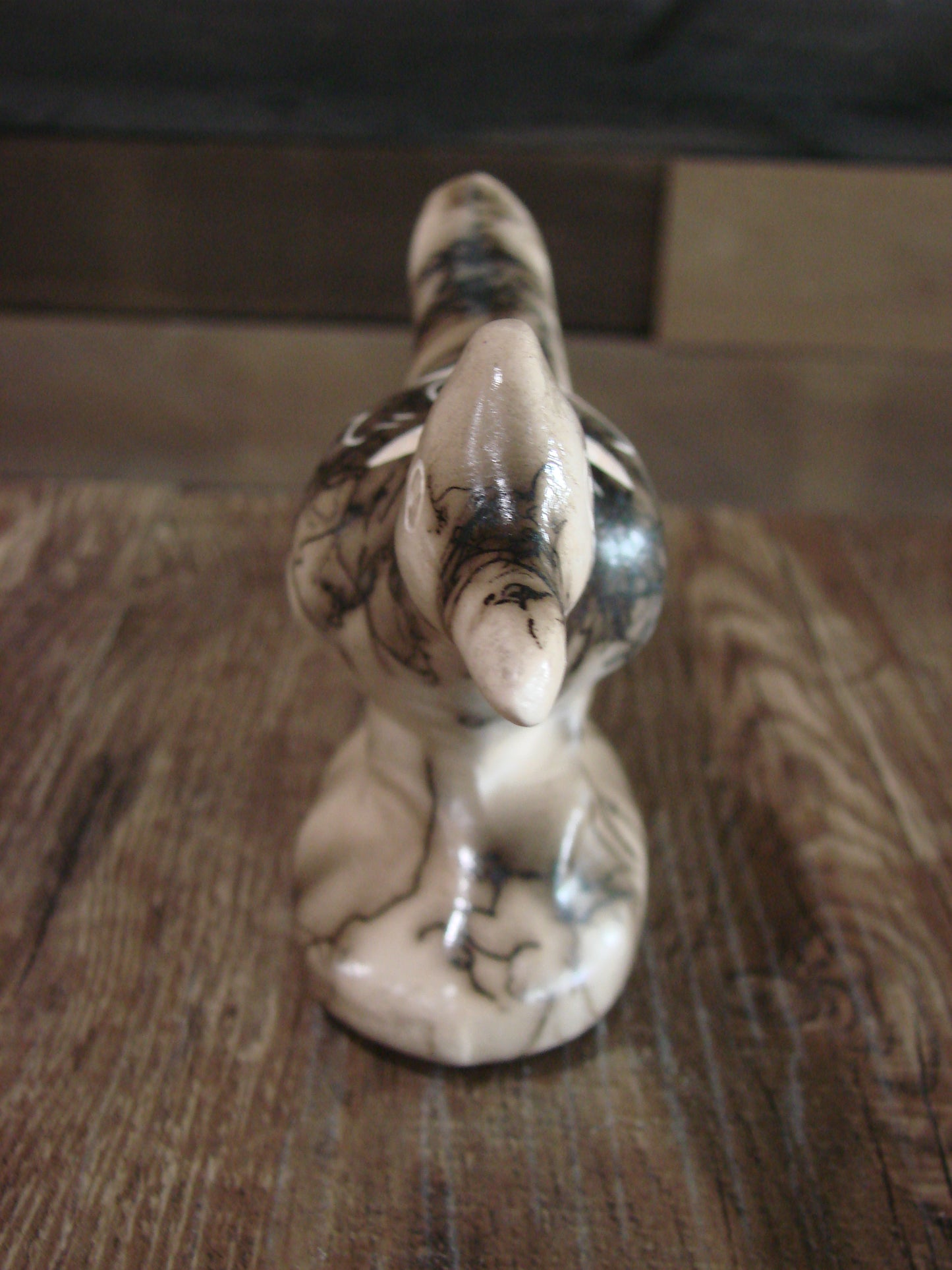 Native American Pottery Horse Hair Road Runner Sculpture by Vail