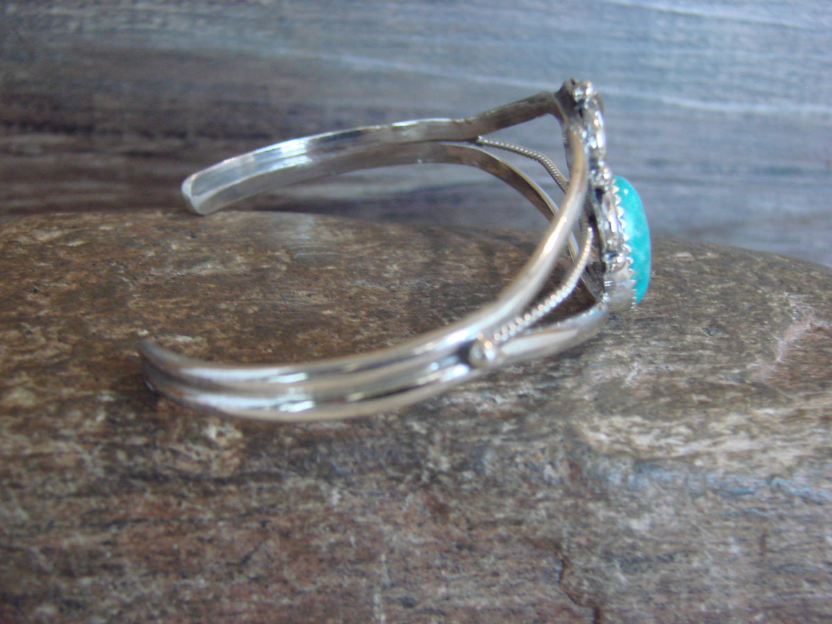 Native American Sterling Silver Turquoise Feather Bracelet by Largo