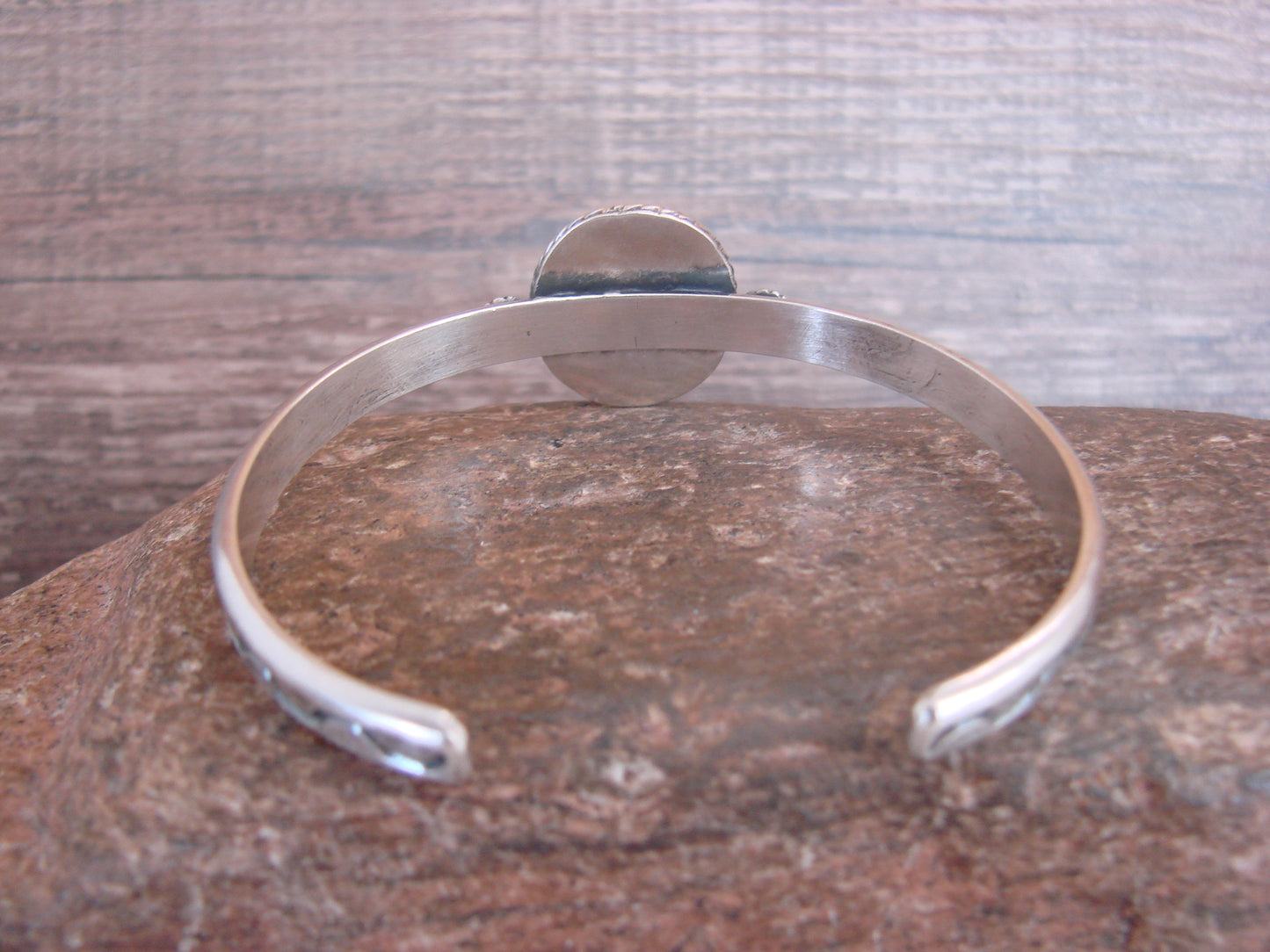 Native American Sterling Silver & Sonoran Turquoise Bracelet Signed SY