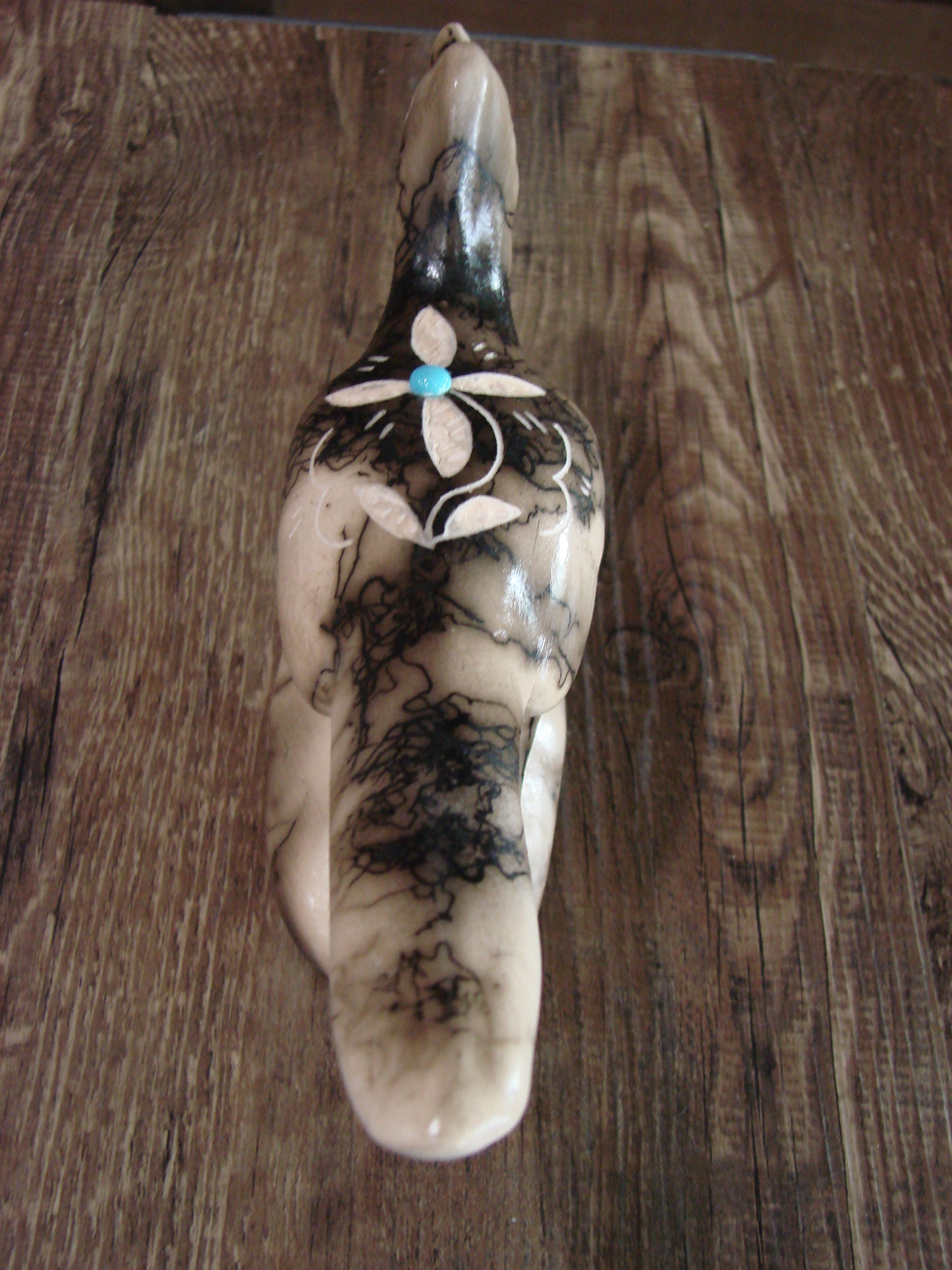 Native American Pottery Horse Hair Road Runner Sculpture by Vail