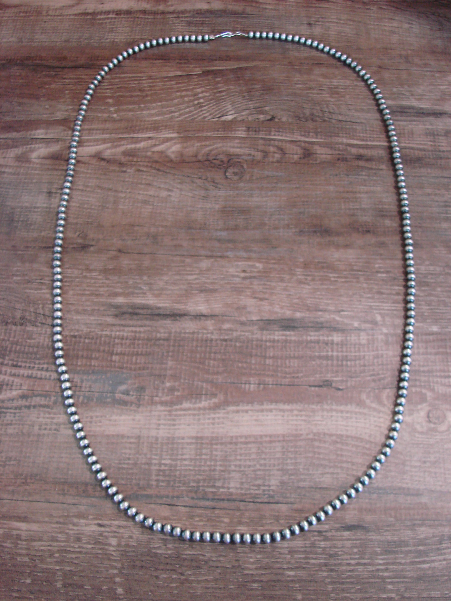 Native American Sterling Silver 36" Navajo Pearl Necklace by I. John