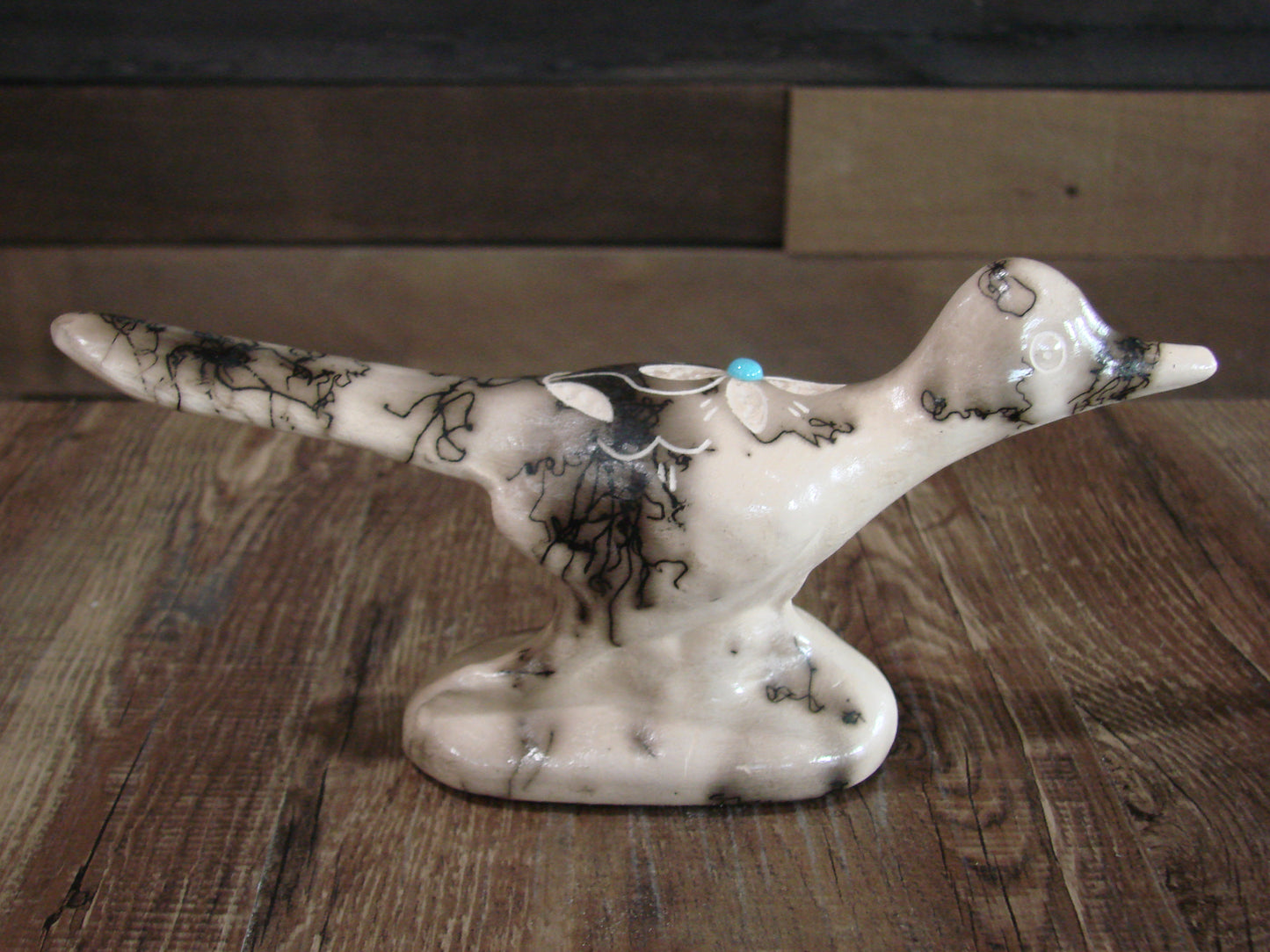 Native American Pottery Horse Hair Road Runner Sculpture by Vail