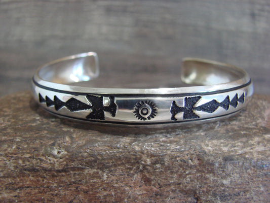 Native American Sterling Silver 3/8" Petroglyph Bracelet by Singer