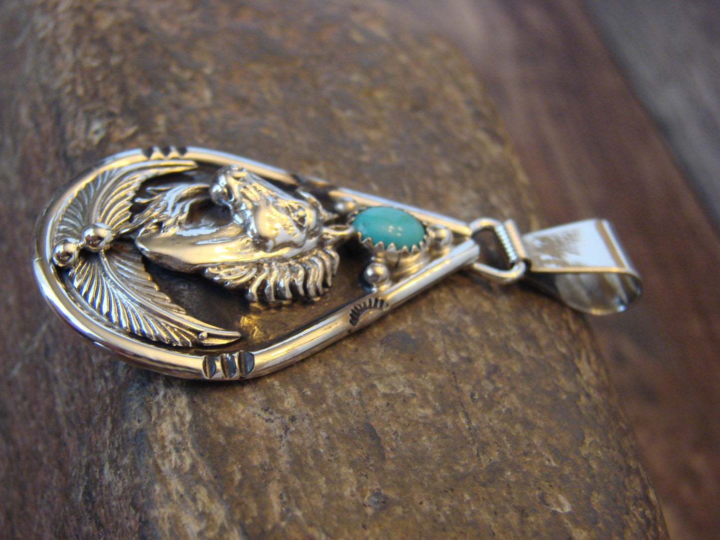 Native American Sterling Silver & Turquoise Horse Pendant - Morgan