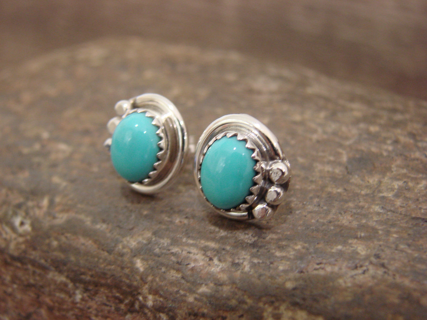 Native American Sterling Silver & Turquoise Post Earrings by Largo