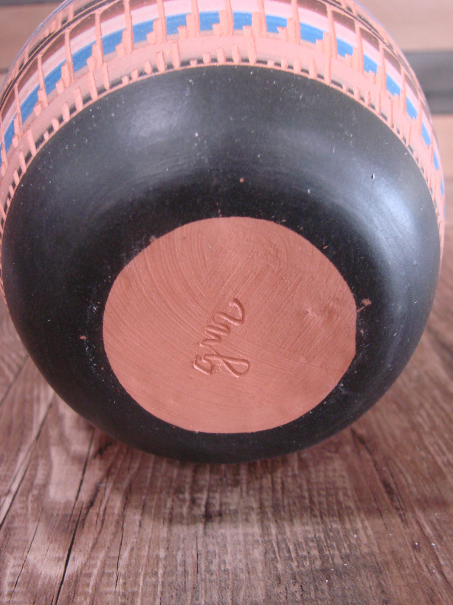Native American Navajo Hand Etched & Painted Ginger Jar Pottery - Gilmore