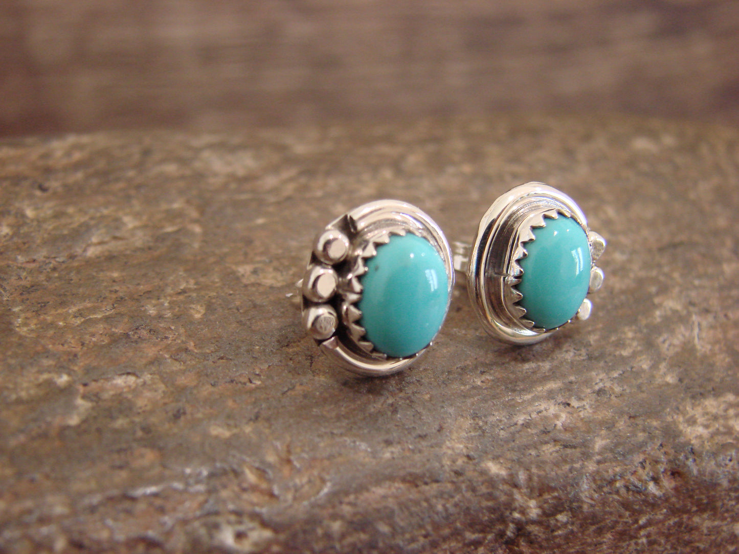 Native American Sterling Silver & Turquoise Post Earrings by Largo