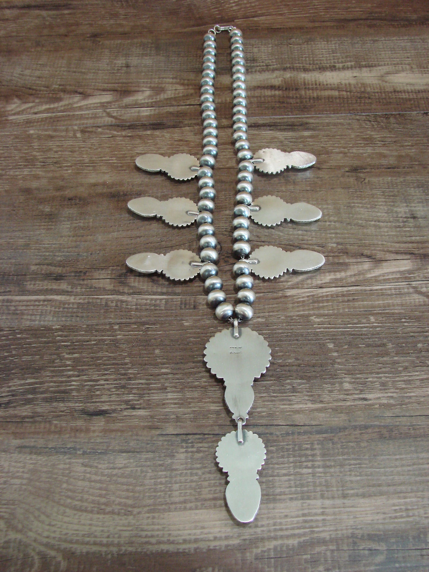 Native American 21" Sterling Silver & Sonoran Turquoise Necklace by Gordon