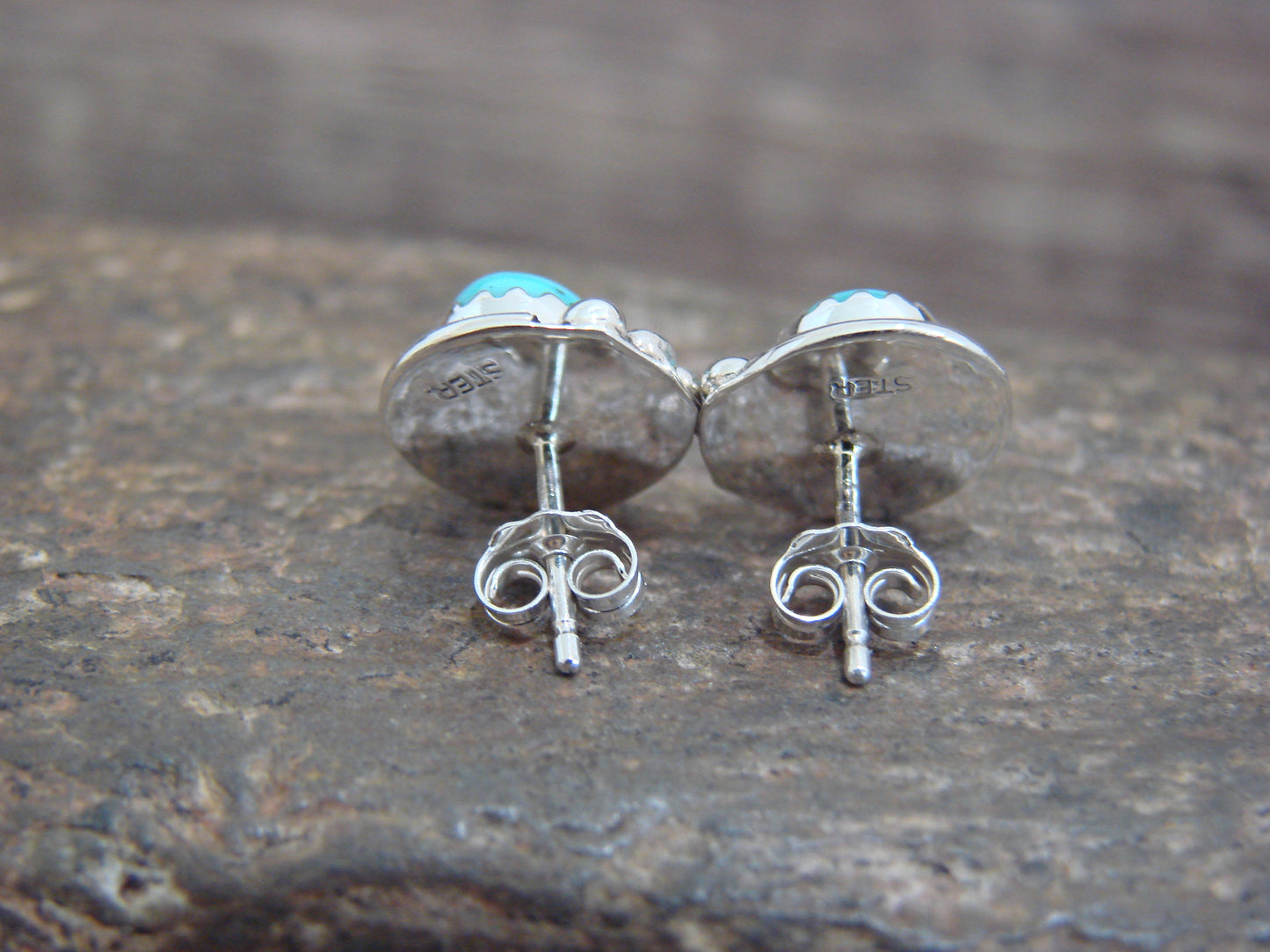 Native American Sterling Silver & Turquoise Post Earrings by Largo