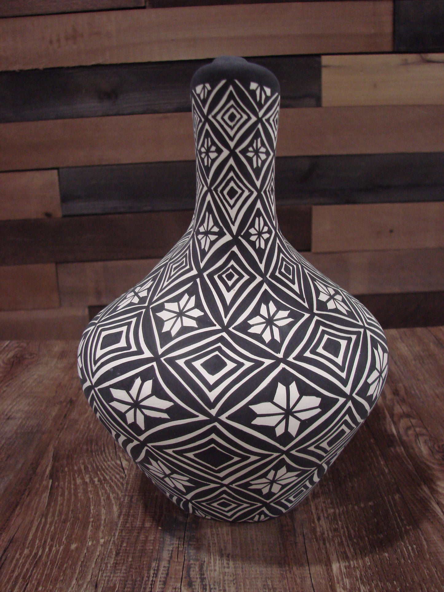 Native American Fine Line Hand Painted Wedding Vase by M. Lukee