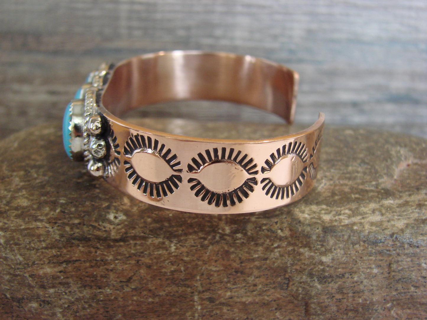 Native American Copper & Turquoise Bracelet by Cleveland