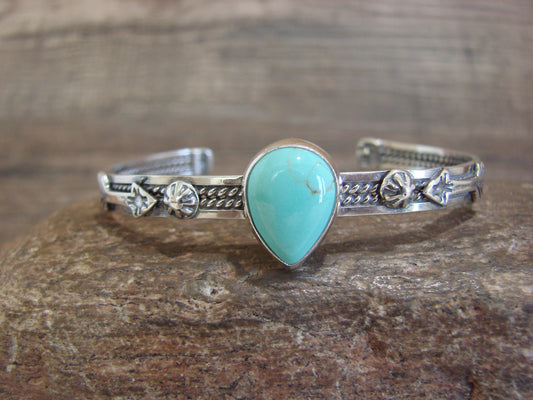 Native American Sterling Silver & Turquoise Arrow Bracelet - Benally